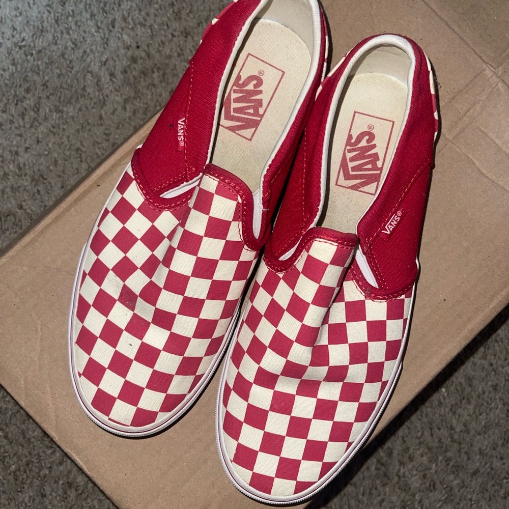 Vans Women’s Red Checkered Slip-On Sneakers